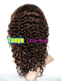   cap 100% indian remy human hair wig 14 4# medium brown deep wave wig