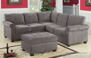 Modern Grey Fabric Sectional Sofa Love Couch Set and 27  