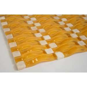  C4   Honey Mustard 3D Wave Arch Glass Tile