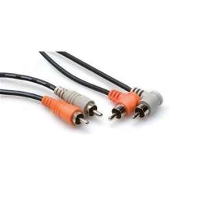  Hosa CRA 202R Dual RCA to Right Angle RCA Cable (6.6 feet 