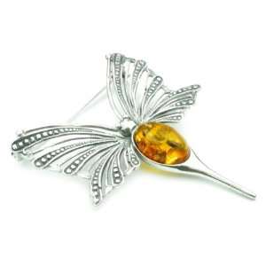   925 Sterling Silver & Baltic Amber Jewellery   Brooch 4028 Jewelry