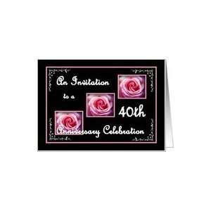40th Anniversary Celebration with Pink Roses Card