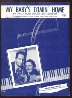 My Babys Comin Home 1952 LES PAUL/MARY FORD Sheet Music  