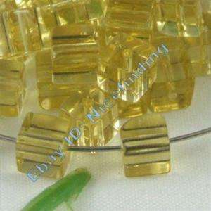 bg0704 4mm Cube Glass Crystal Yellow beads  