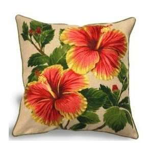  Hawaiian Cotton Linen Embroidered Pillow Cover Yellow 