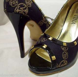 Miss Tina Womens Black Logo Platform Shoes Heels 10 New  
