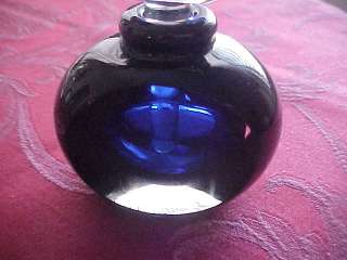 Art Deco Cut Lead Crystal Cobalt Perfume Bottle Signed  