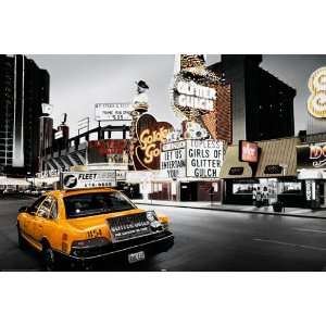  Las Vegas Yellow Taxi PAPER POSTER measures 36 x 24 inches 