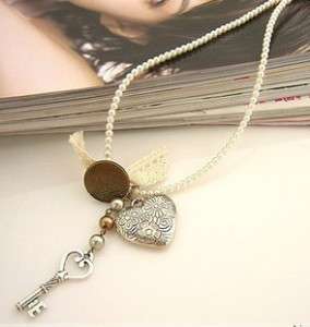 Korean fashion love heart&key pear chain Necklace N 177  