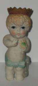OLD PORCELAIN CRY CRYING BABY NEW YEAR DECEMBER KING CROWN DIAPER BOY 