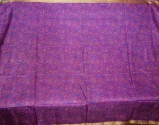 Beautiful Vintage FLORAL 100% Pure Real Silk Fabric Sari Saree Flowers 