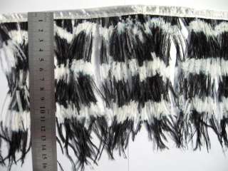 Fx4 Black+White Ostrich feather fringe Trim per 30cm  