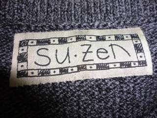 Su Zen Charcoal Gray Crew Neck Knit Sweater S Small  
