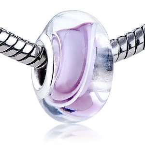 Mothers Day Gifts Mom Jewelry Murano Glass Bead Grey Violet Inner 