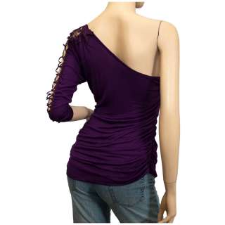 Plus Size Single Crochet Sleeve Top Purple  