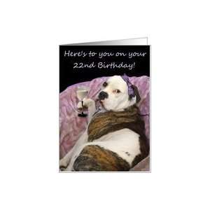    Happy 22nd Birthday Old English Bulldogge Card Toys & Games