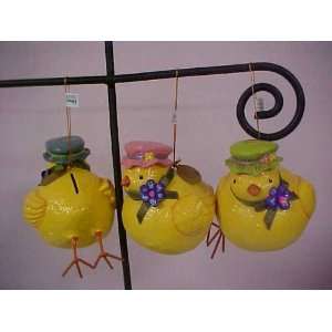  Katherines yellow chick bank ornaments 4 1/2 retired 
