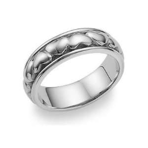  Heart Wedding Band Ring   14K White Gold SZUL Jewelry