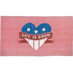  Life is Good Womens Patriotic Heart Beach Blanket, Fresh 