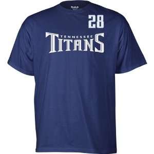   Tennessee Titans Chris Johnson Name & Number T Shirt (Navy) Sports