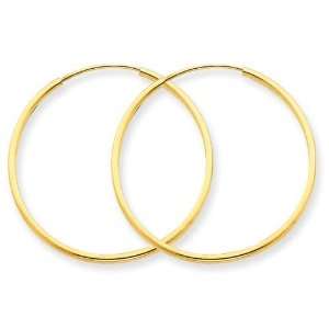   Yellow Gold 1.25mm Endless Hollow Tube Hoop Earring 0.68 GM Jewelry