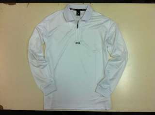 Mens Long Sleeve Golf 1/4 zip Polo T shirt Size L Plain White Skull 