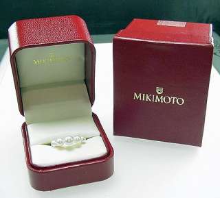 STUNNING ESTATE 18K MIKIMOTO 5 PEARL RING W/ BOXES  