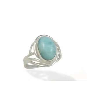  Accented Oval Larimar Ring, 7.5 Jewelry