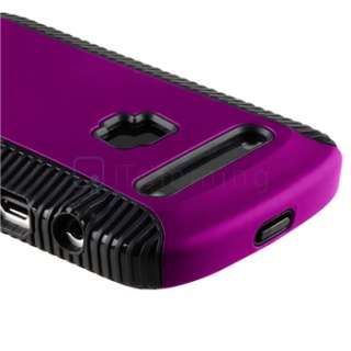 Black Purple Hybrid Hard Case+Privacy LCD+Cable For BlackBerry Bold 