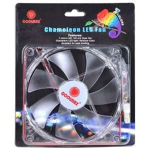 COOLMAX Chameleon 140mm 7 LED Clear Case Fan Retail NEW  