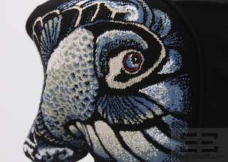 Alexander McQueen Black Wool Blue Coy Fish Sleeve Dress Size Small NEW 