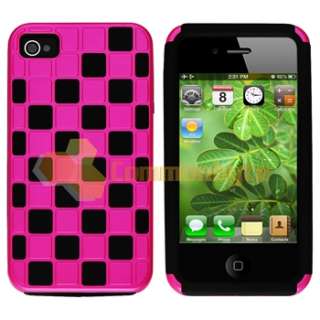 Pink/Black Checker Hard Snap on Case+PRIVACY Filter Protector for 