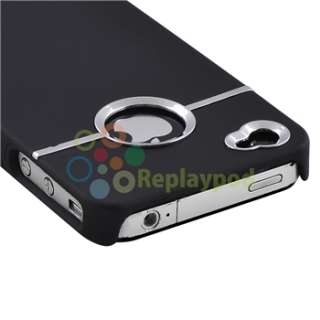 Black Hard +White TPU Chrome Skin Case Cover For iPhone 4 4S 4GS 