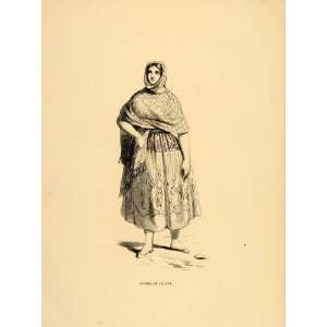  1844 Engraving Costume Woman Dress Xalapa Jalapa Mexico 