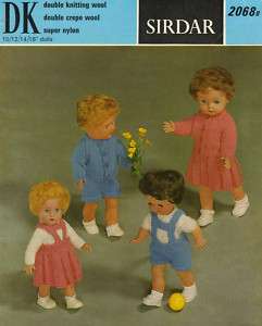 Knitting PAttern Doll Clothes 10 12 14 16 inch vintage  