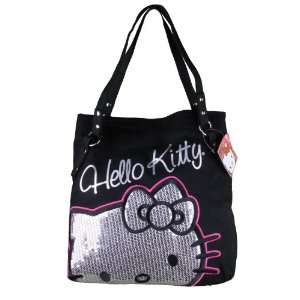 Official Licensed Hello Kitty Large Black Handbag with Sparkle Siver 
