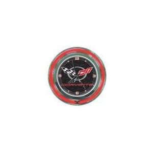 Corvette C5 Neon Clock   14 inch Diameter   Black  Kitchen 