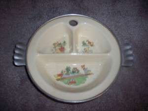 Vintage Childs Food Warming Dish Duck Theme  