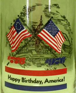 Bi Centennial Glass Tumbler USA 1776 Flag Happy Bday  