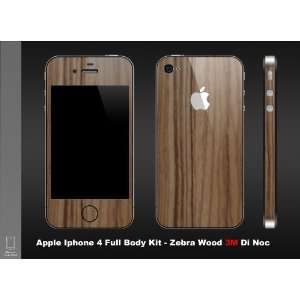  iPhone 4 or 4S Zebra Wood Full Body Skin(VINYL ADHESIVE 