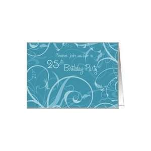  Turquoise Flowers 25th Birthday Party Invitation Card Card 