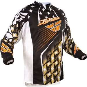  Fly Racing Kinetic Jersey Youth White/Gold Medium Sports 