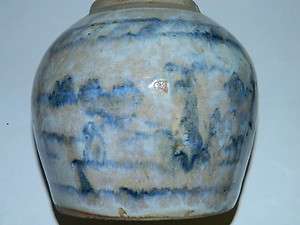  Chinese Cobalt Blue Pottery Vase Bowl Country Kiln 19th C 1870s  