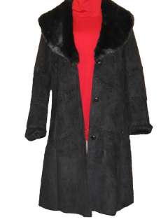 189 COLDWATER CREEK WOMENS MISSES WINTER BLACK FAUX FUR COAT JACKET 