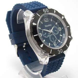   Mens Designer Huge Watch with Rubber Strap Plastic/Blue 198  