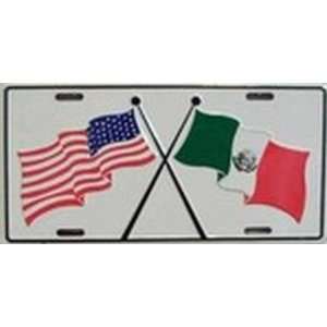 USA / Mexico Flags License Plate Plates Tags Tag auto vehicle car 