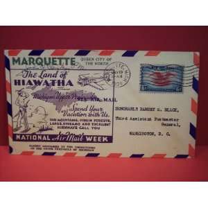  National Air Mail Week 1938 Marquette Mi. Cover Signed By 
