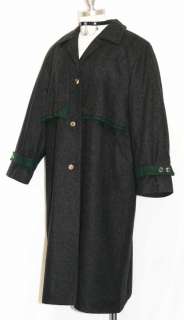 BLACK WOOL Winter GERMAN Long Women Overcoat COAT 18 XL  