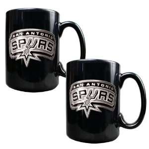  San Antonio Spurs NBA 2pc Black Ceramic Mug Set   Primary 