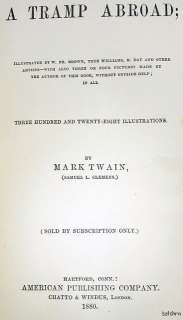 Tramp Abroad   Mark Twain   First Issue   1880   1st/1st   Ships 